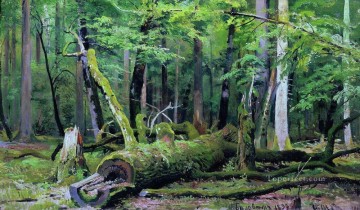 Ivan Ivanovich Shishkin Painting - cut down oak in the bialowiezka forest 1892 classical landscape Ivan Ivanovich
